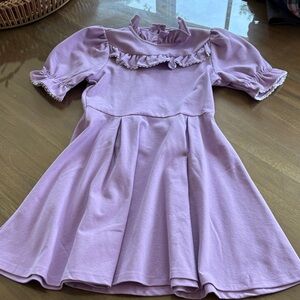 Janie and Jack Lilac Ruffle Puff-Sleeve Dress